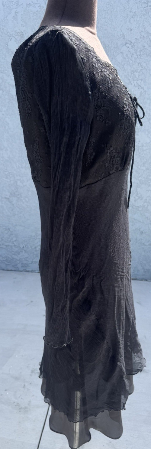 VTG Black Lace 100% Silk Dress By Mica Y2k Sz 12