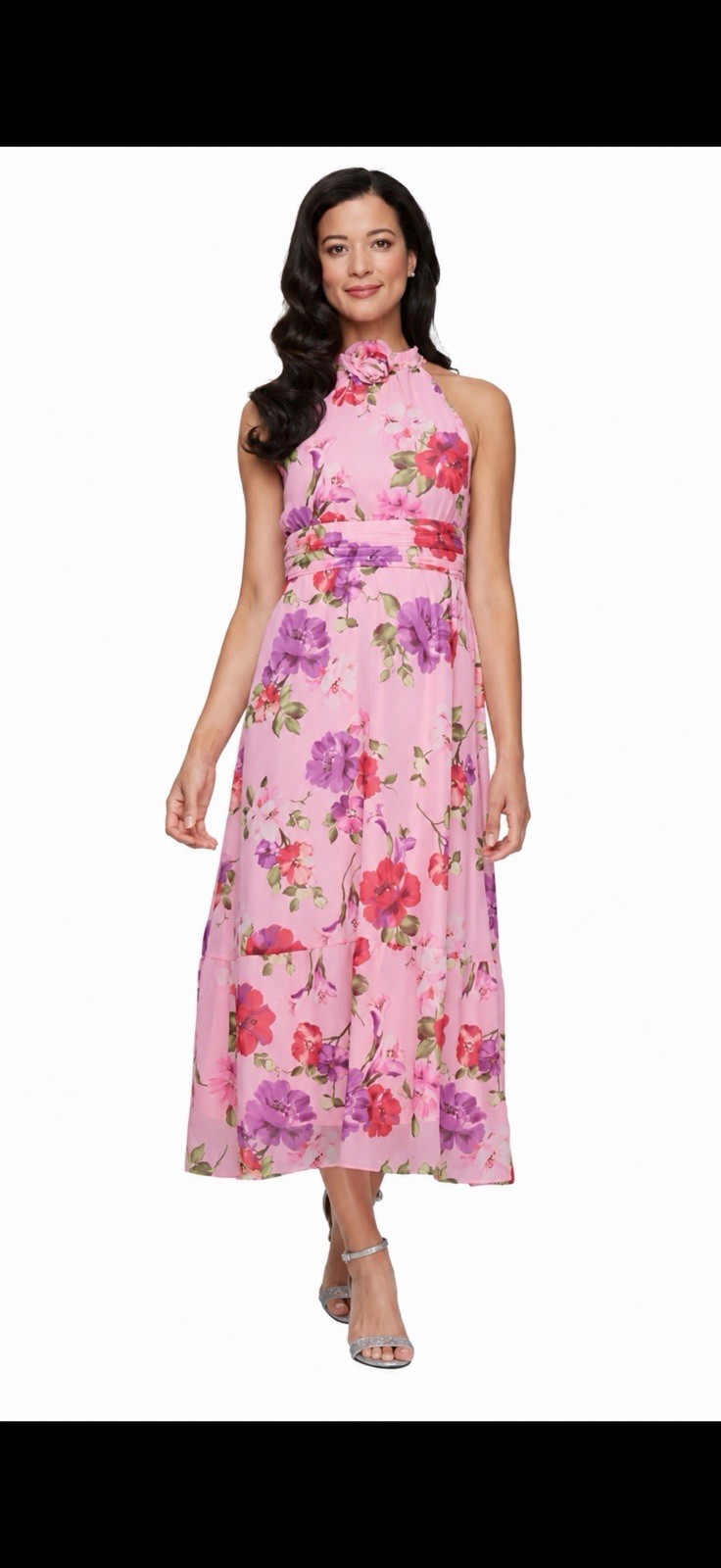 SLNY Dress Size 18 Pink Multi Floral Long New W/tags $89 Sleeve-less gorgeous