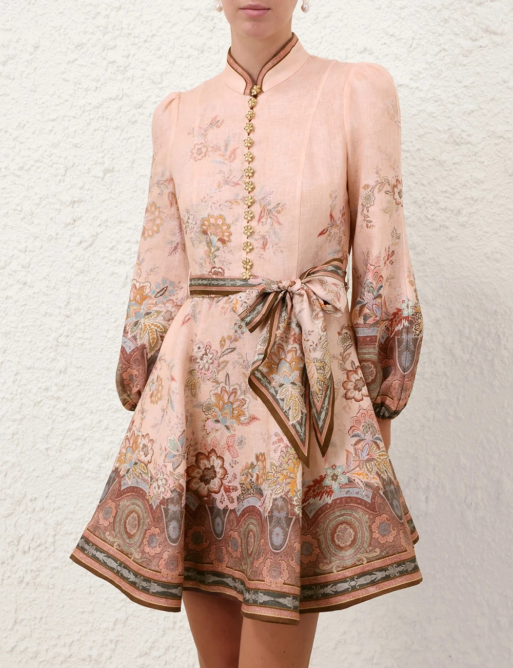 zimmermann Alchemy Button Mini Dress,Pink Paisley, Size 12/16 , BNWT