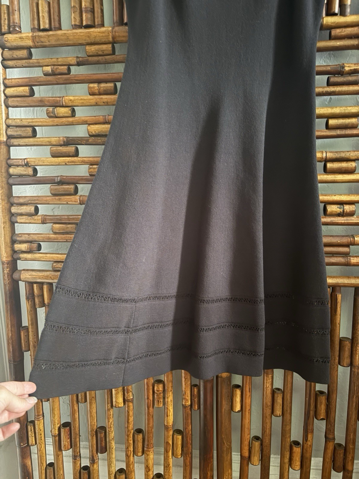 NWT SZ L KATE SPADE OPEN CABLE SWEATER BLACK TANK DRESS