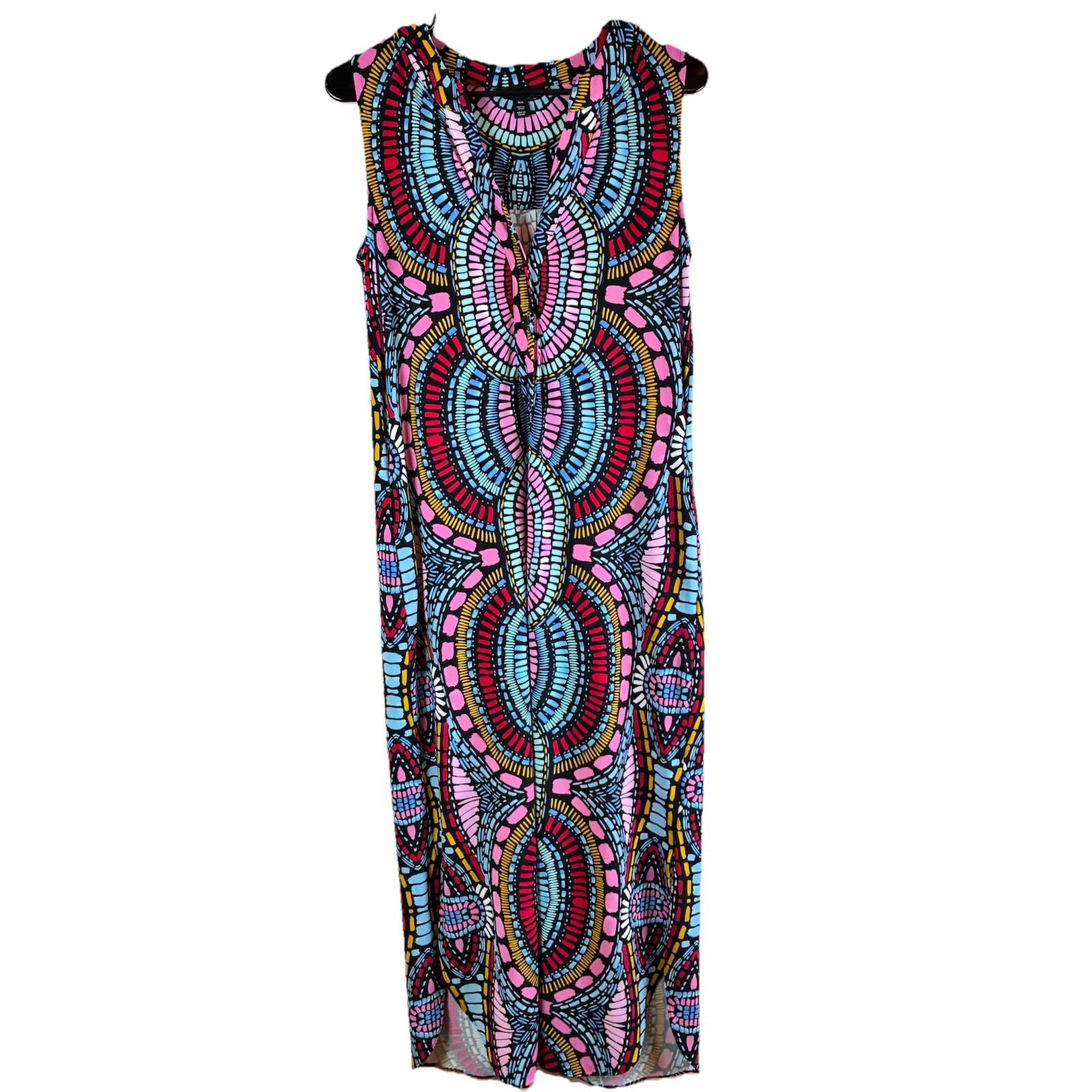 Tribal Women’s Multicolor Bohemian Pattern Long Sleeveless Dress Size Medium