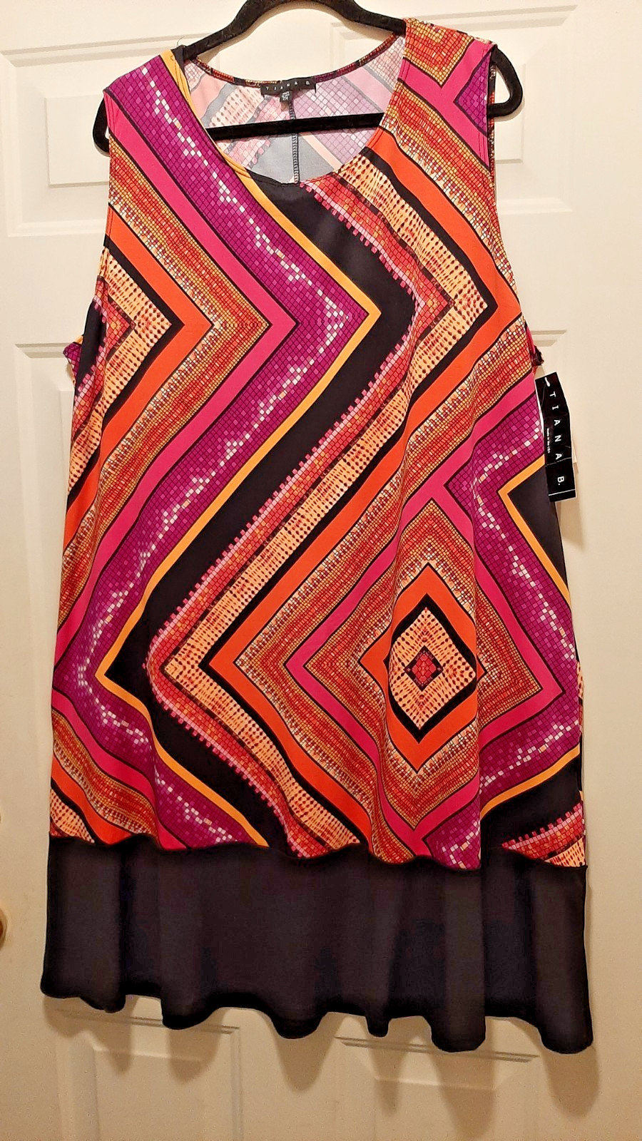 NWT Tiana B. Women Sleeveless Multicolor Shift Sundress Size 2L Geometric Print