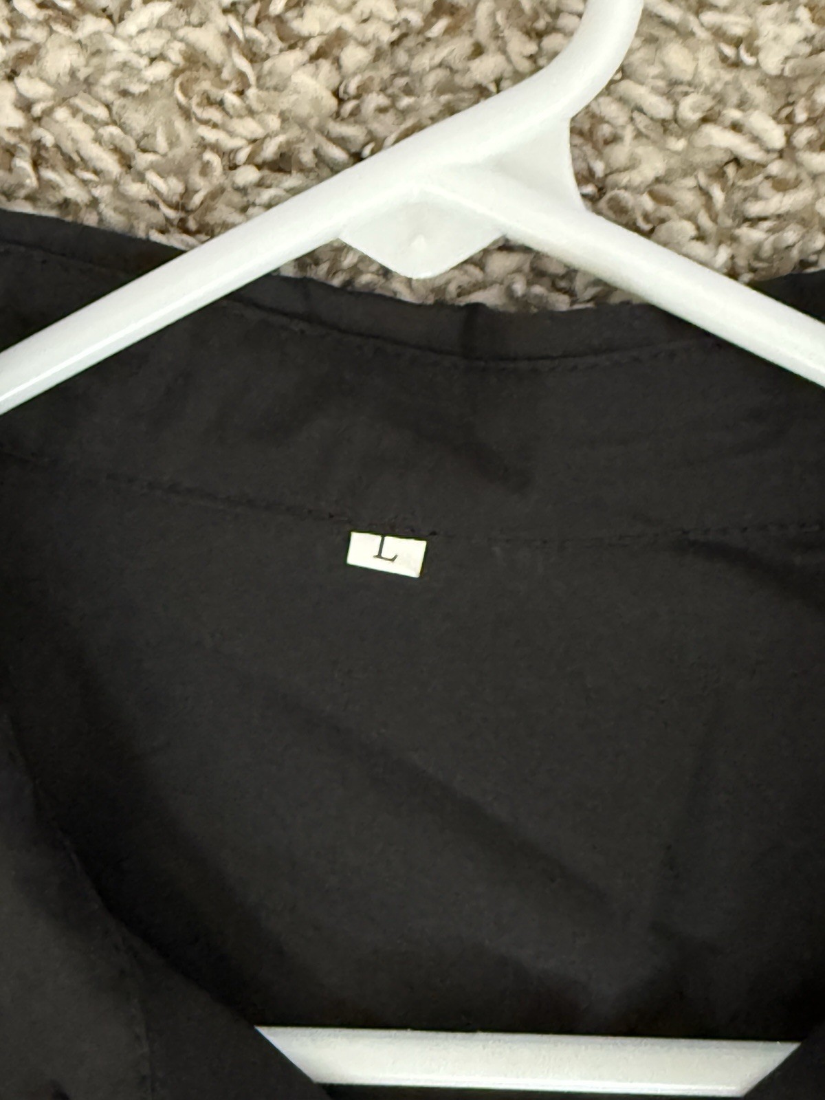 Black Solid Shirt Dress Button-Front Pockets Collared Long Sleeve Long L