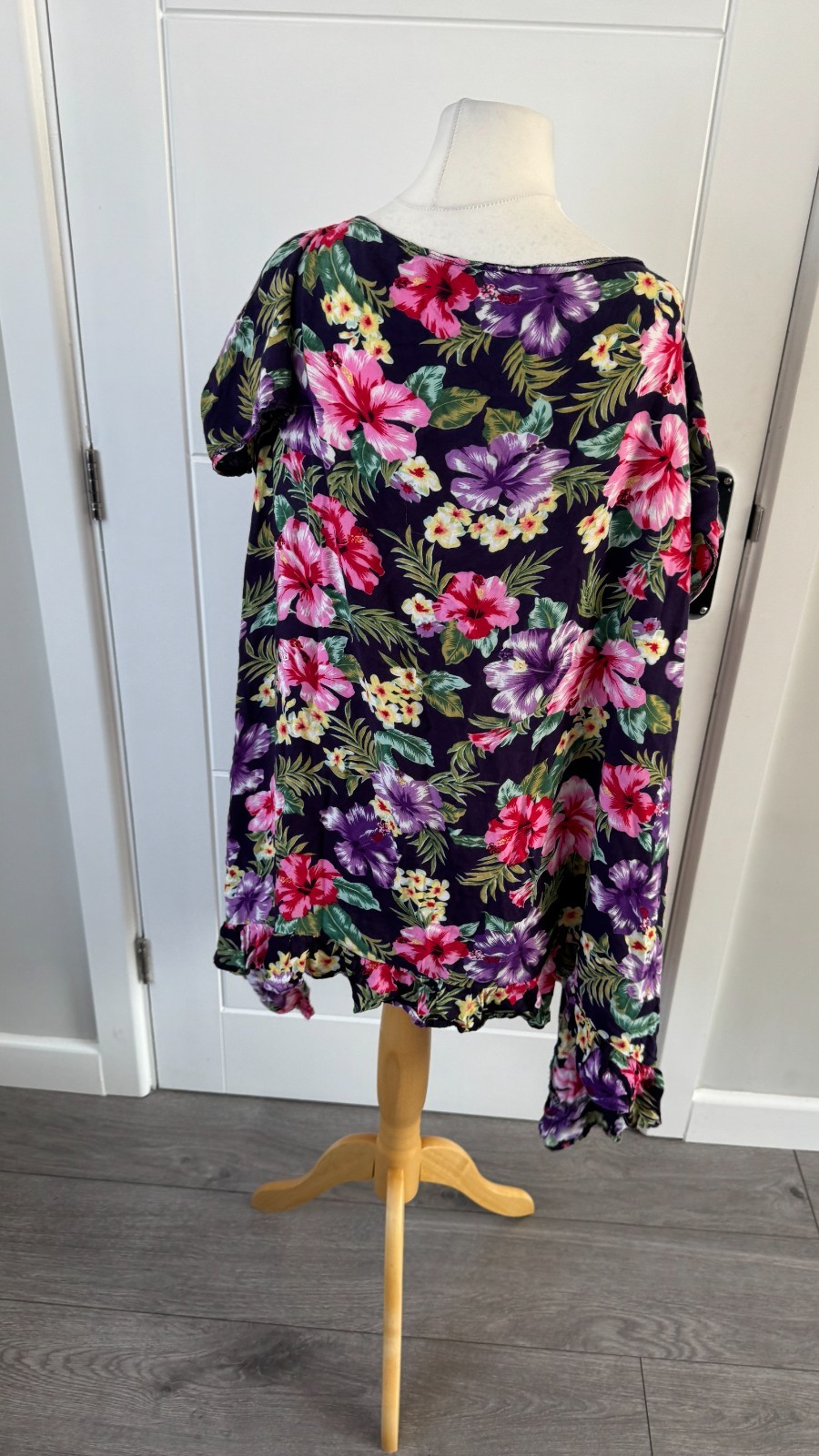 Yours Purple Floral Tropical Tie Front Dresss Festival Boho M UK 26 B103