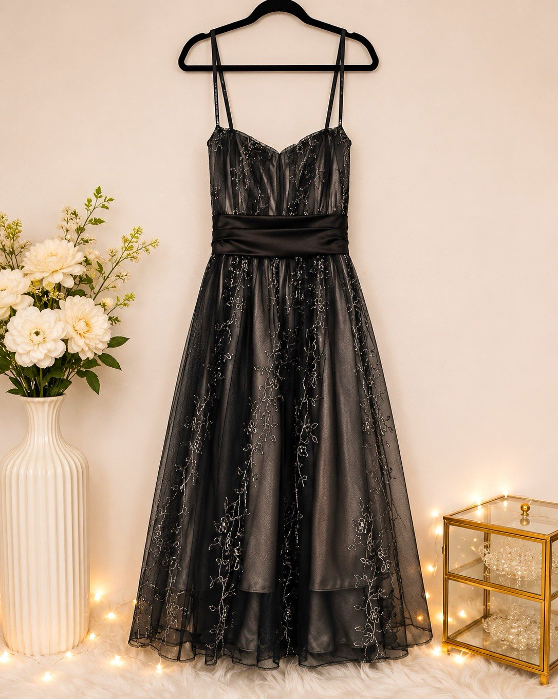 B Darlin Black Midi Fit & Flare Dress Women’s Size 3/4 Cocktail Party Homecoming