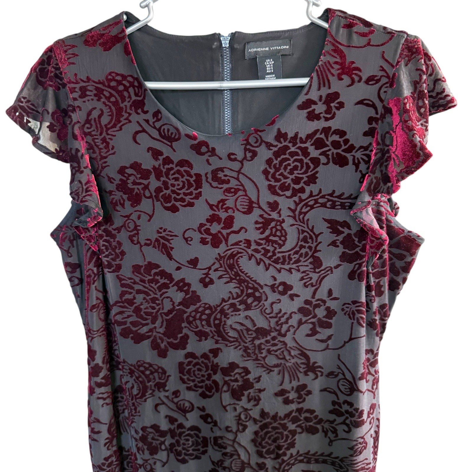 Y2K Adrienne Vittadini Dragon Floral Burnout Velvet Dress Whimsigoth Vamp S