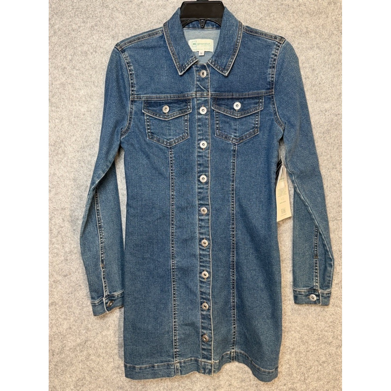 REgeneration by Celebrity Pink Dalia Denim Dress Blue Long Sleeve Mini S NEW