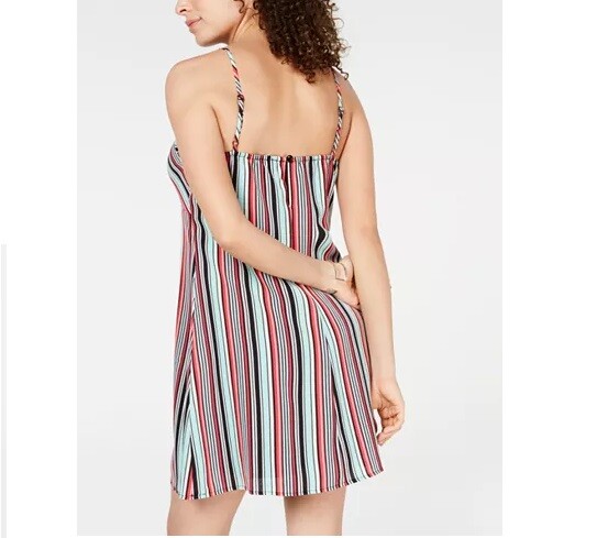 Trixxi Junior Womens S Black Pink Multi Stripe Sleeveless Lined Shift Dress NWT