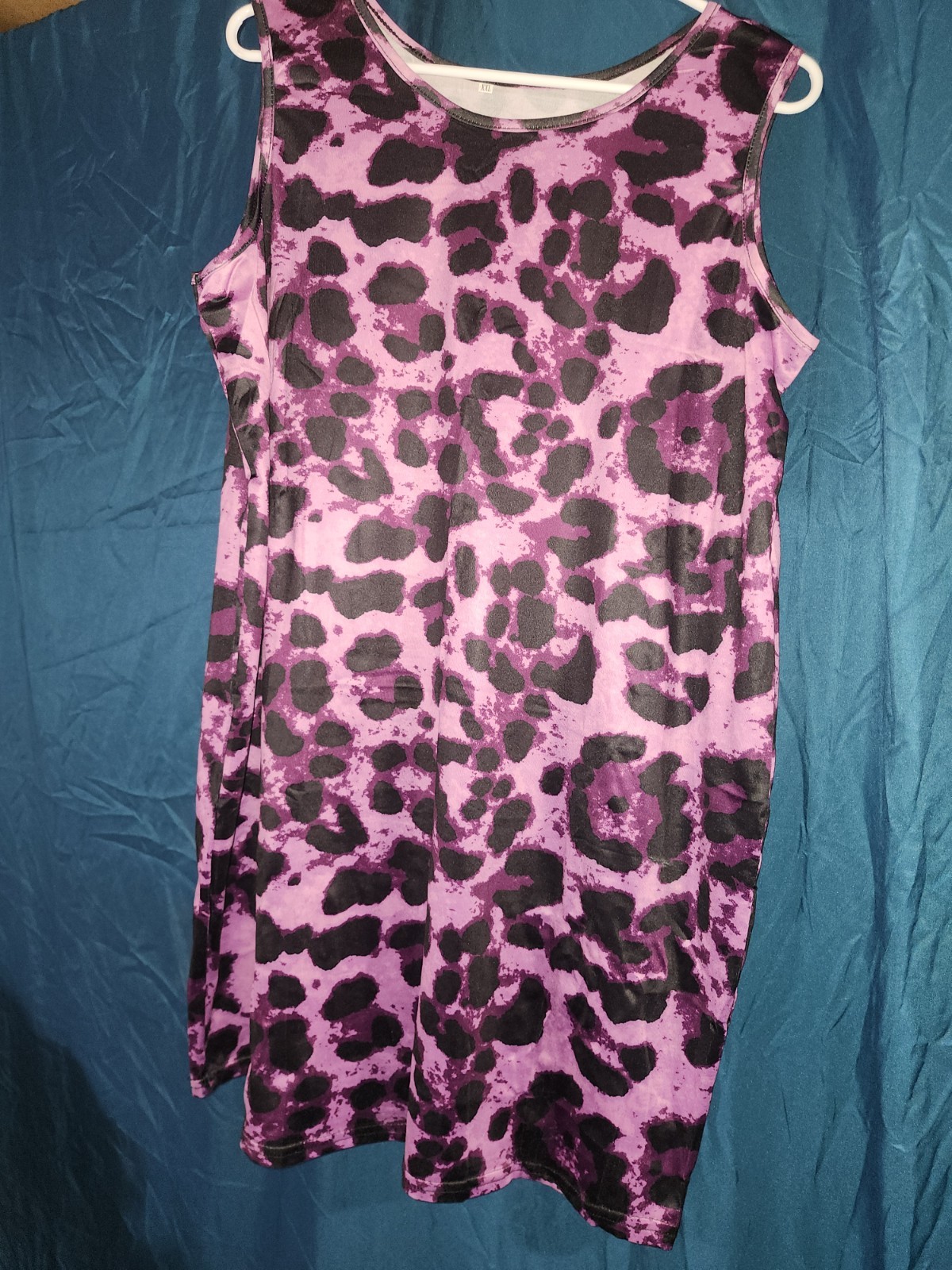 Women’s Purple & Black Leopard Animal Print Sleeveless Stretch Shirt XXL
