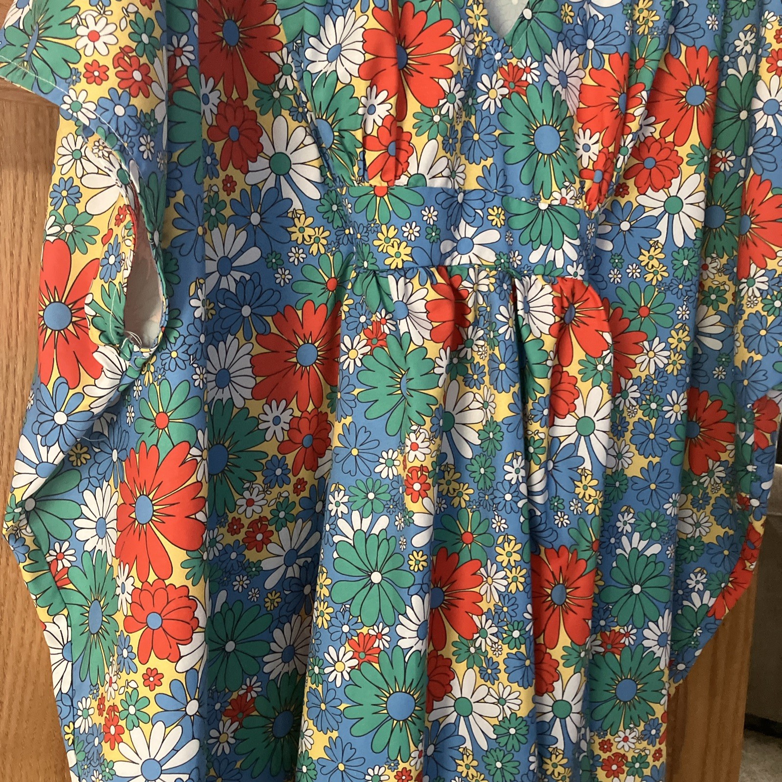 NWOT “Unique Vintage” Brand Mod Floral Boho Kaftan Mu Mu Dress Sz OS Mrs Roper!