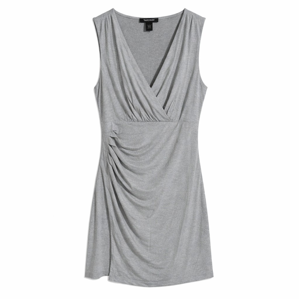 White House Black Market S Gray Sleeveless Mini-Dress Faux Wrap