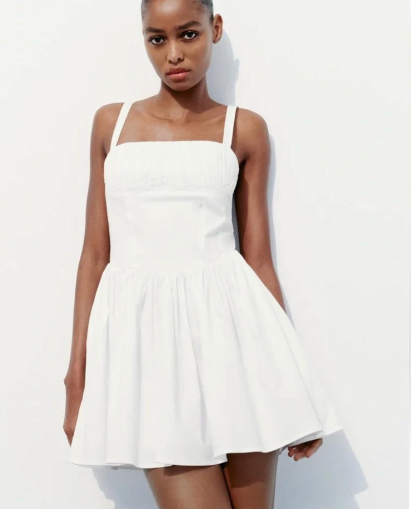 Zara Voluminous Skirt Dress White Size Small 5107/311