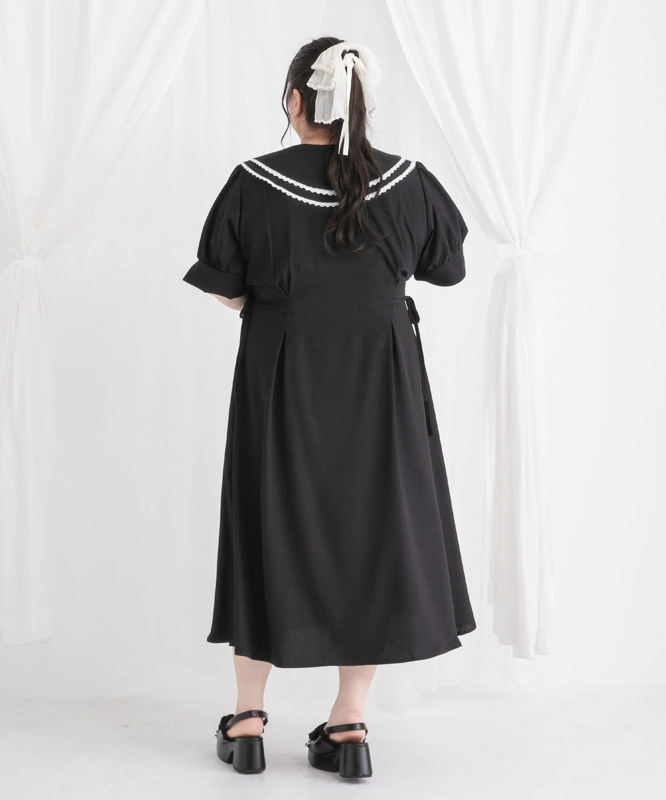 Thanksgiving sale eligible 4L-6L double big collar shirt dress Jirai New