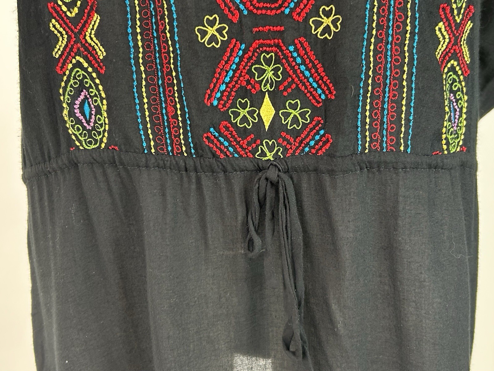 Basil & Maude Size Medium Black Embroidery Tunic Dress Semi Sheer Beach Cover-up