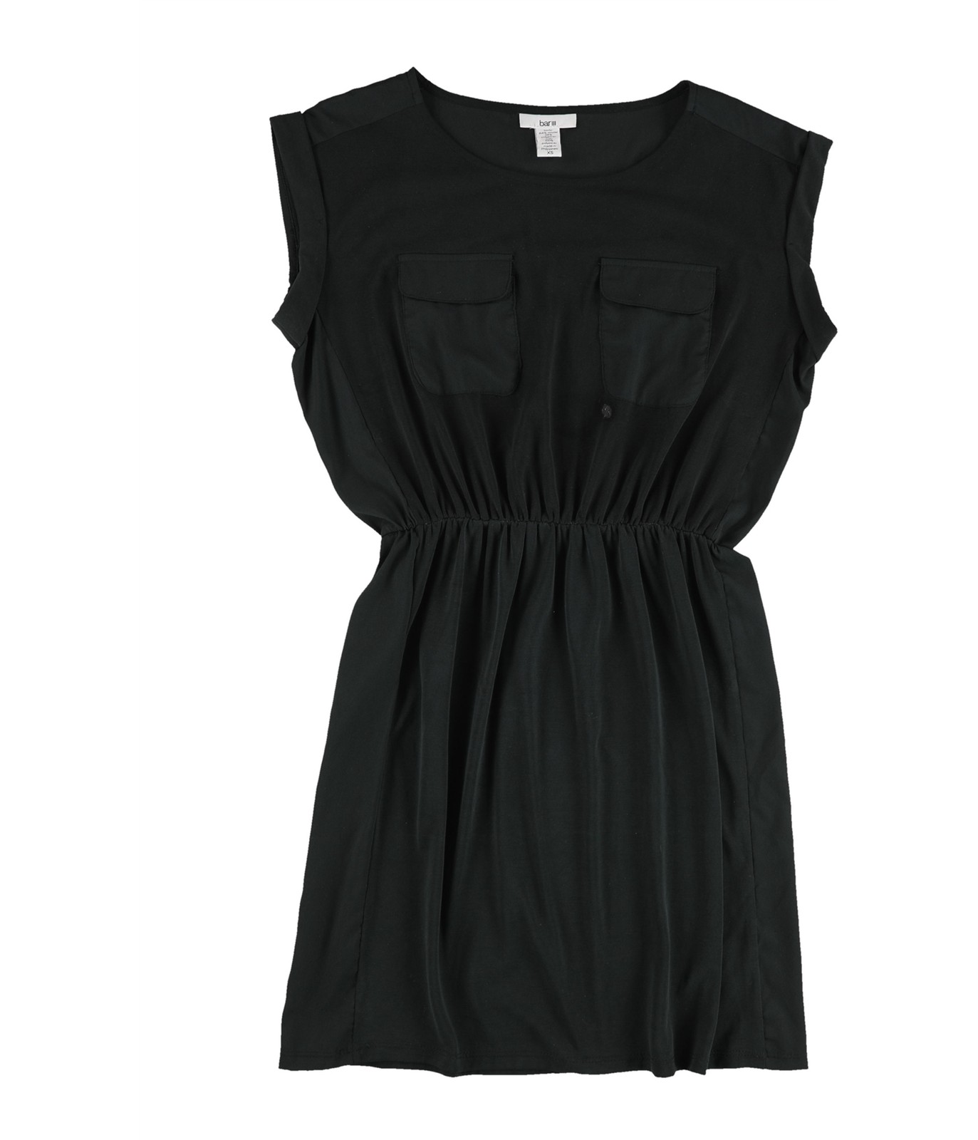bar III Womens Cuffed Shift Dress, deepblack, XS