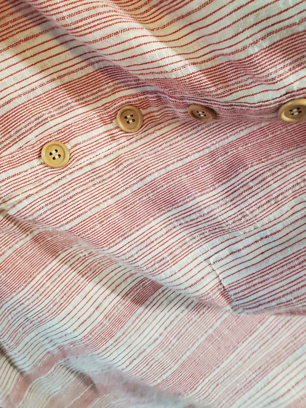 Easel Botique Pink Striped Button Detailed Smocked Dress Size Large