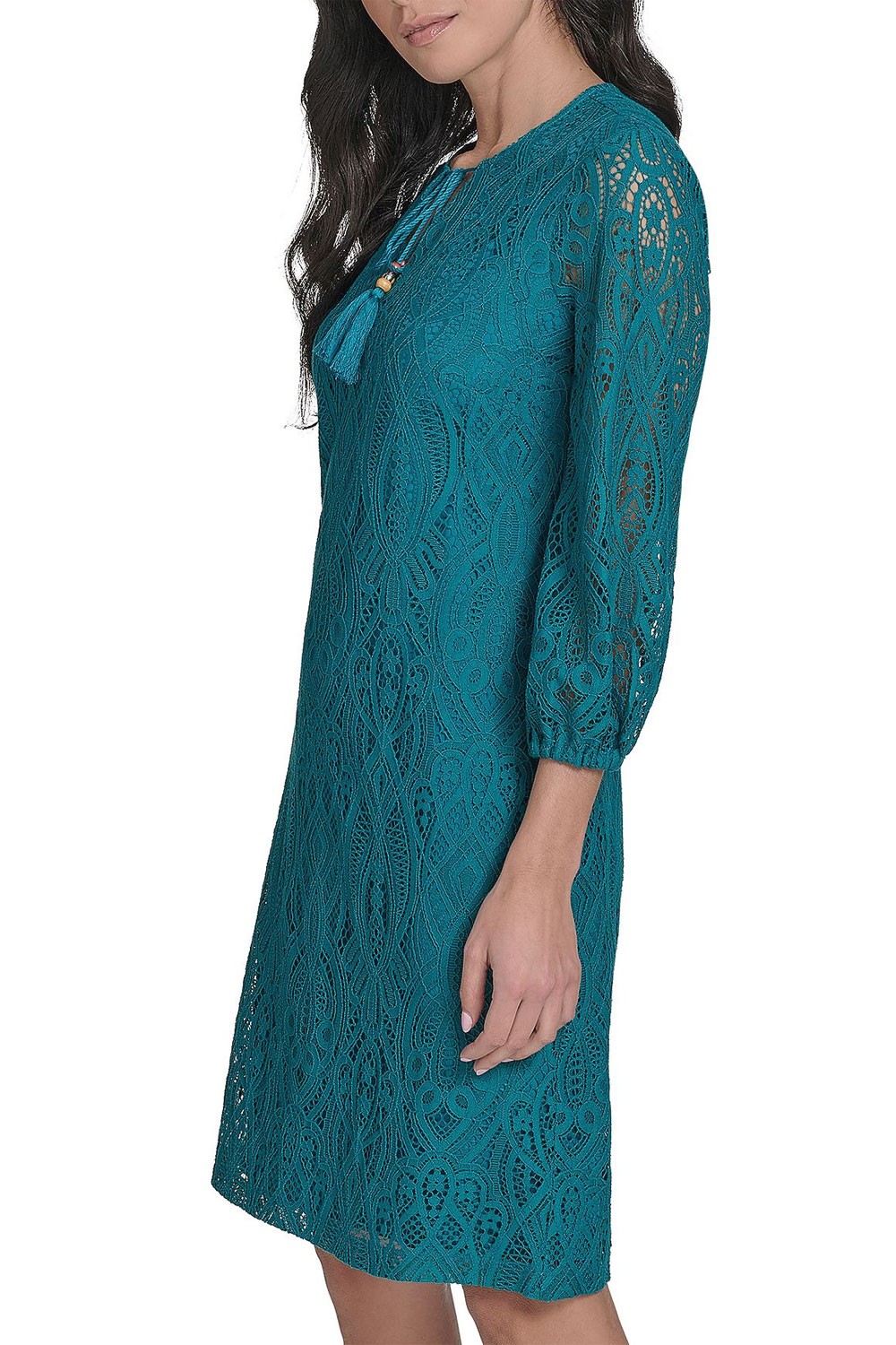 Jessica Howard Womens Petite 3/4-Sleeve Lace Shift Dress 10 Teal – NWT $129