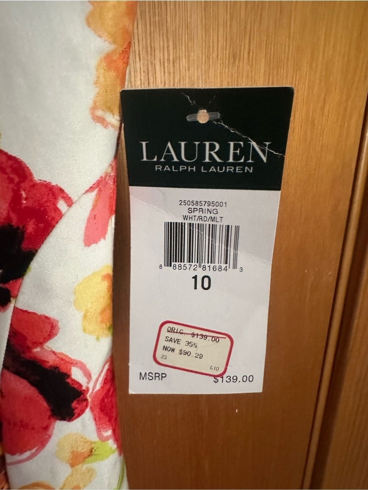 Lauren Ralph Lauren White Red Poppy Floral Fit & Flare Dress NWT Size 10