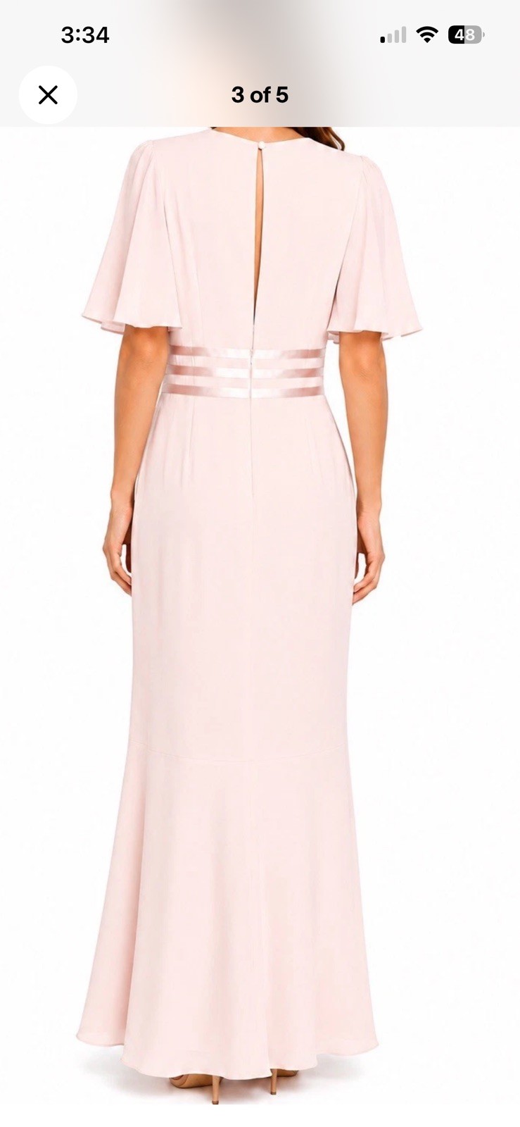 ASOS DESIGN Pink Solid Chiffon Maxi Dress V-Neck Flutter Sleeve Lined US 12
