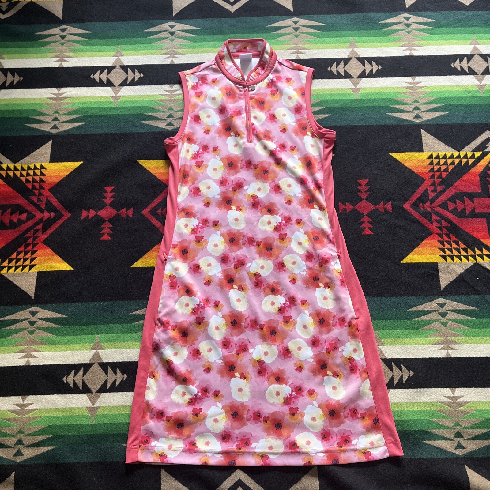 Daily Sports Born in Sweden S Poppies Floral Collared Stretch Dress Pockets Golf