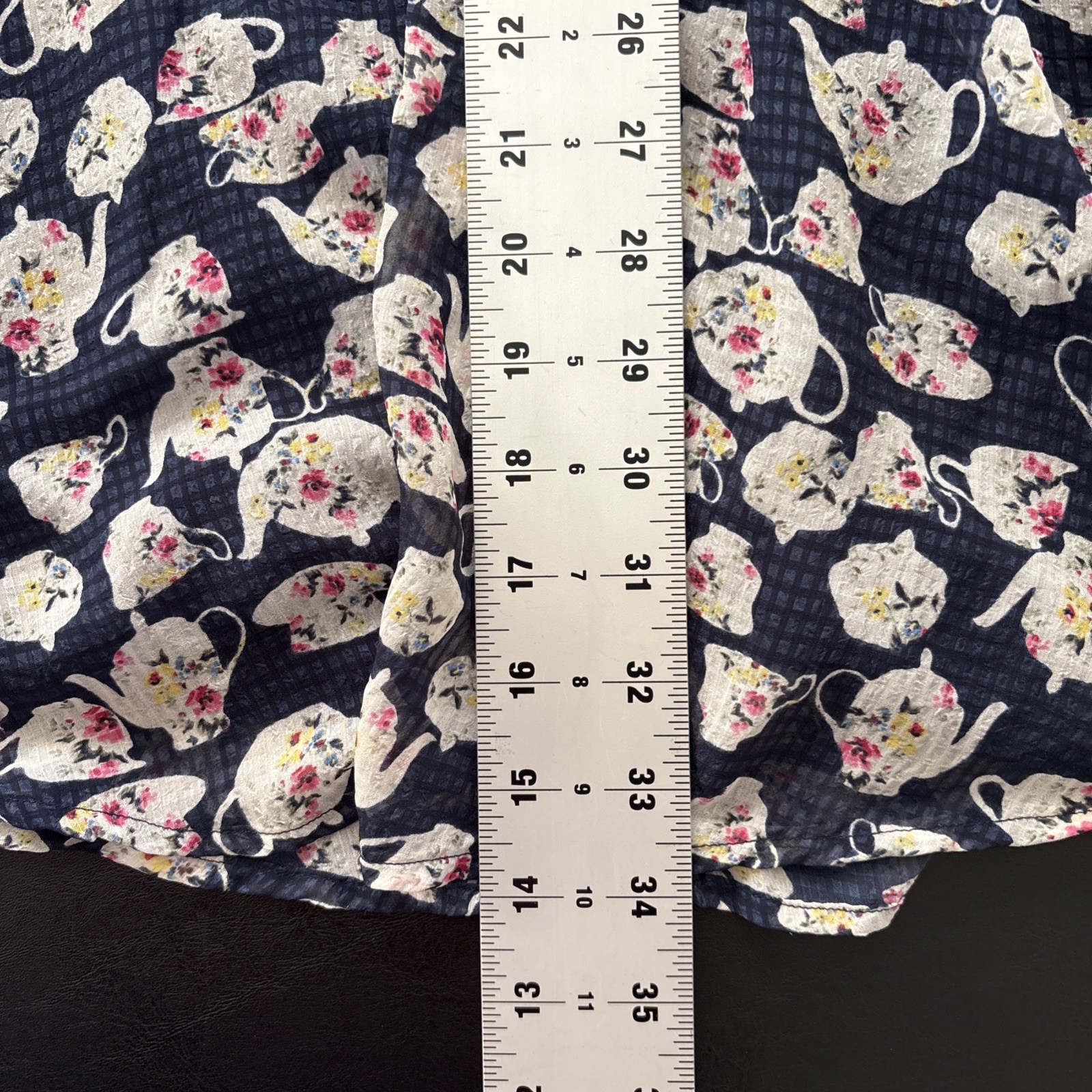 Disney x LC Lauren Conrad Teapot Chiffon Dress Womens S Navy Alice in Wonderland