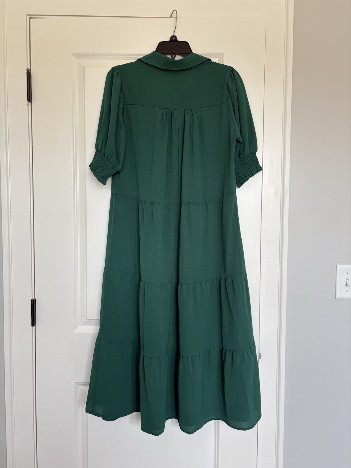Umgee USA Solid Deep Green Short Sleeve Maxi Dress Size S