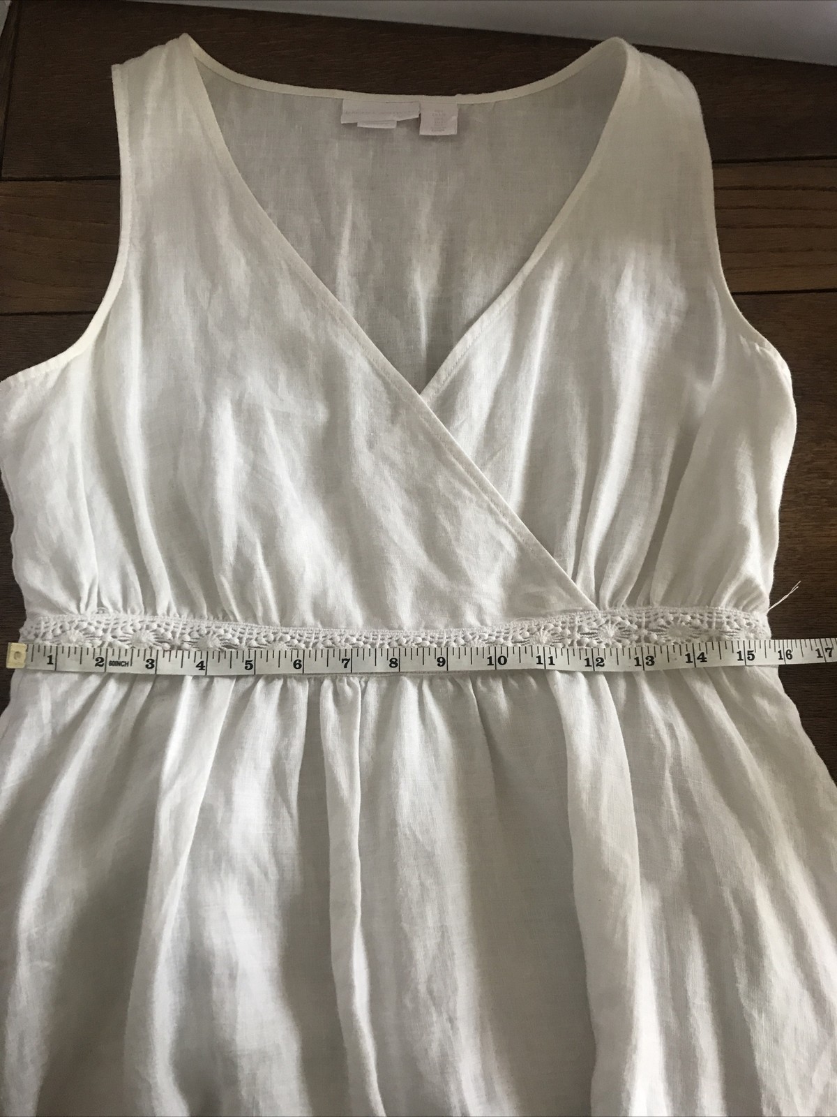 RACHEL ASHWELL White 100% Linen Maxi Dress Medium Sleeveless Side Zip