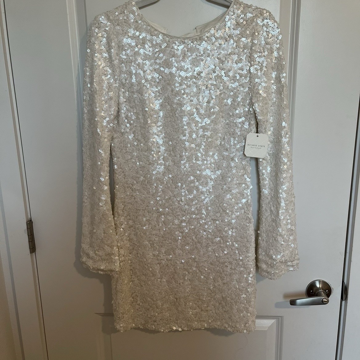 NEW Altar’d State White Sequin Mini Dress Size XL NWT