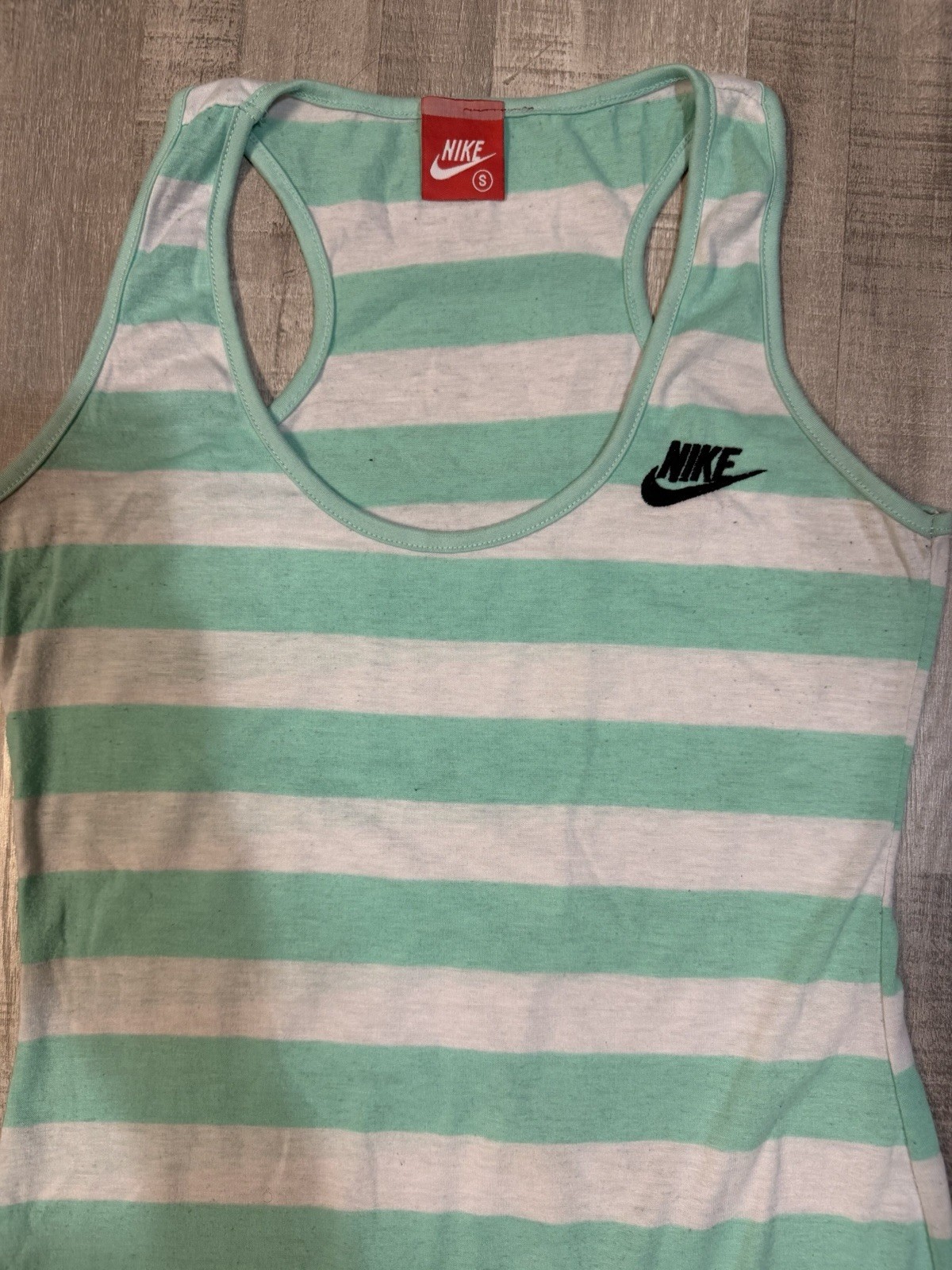 Nike Women’s Maxi Dress Small Mint Green White Striped Racerback Sleeveless