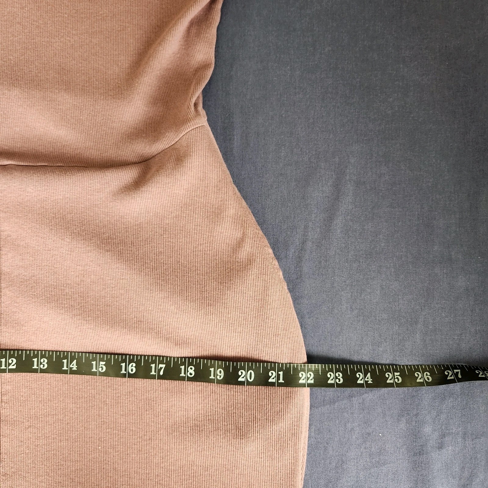 Jersey Knit Mauve Minimalist/Classic/Neutral Midi Ribbed Tank Dress L