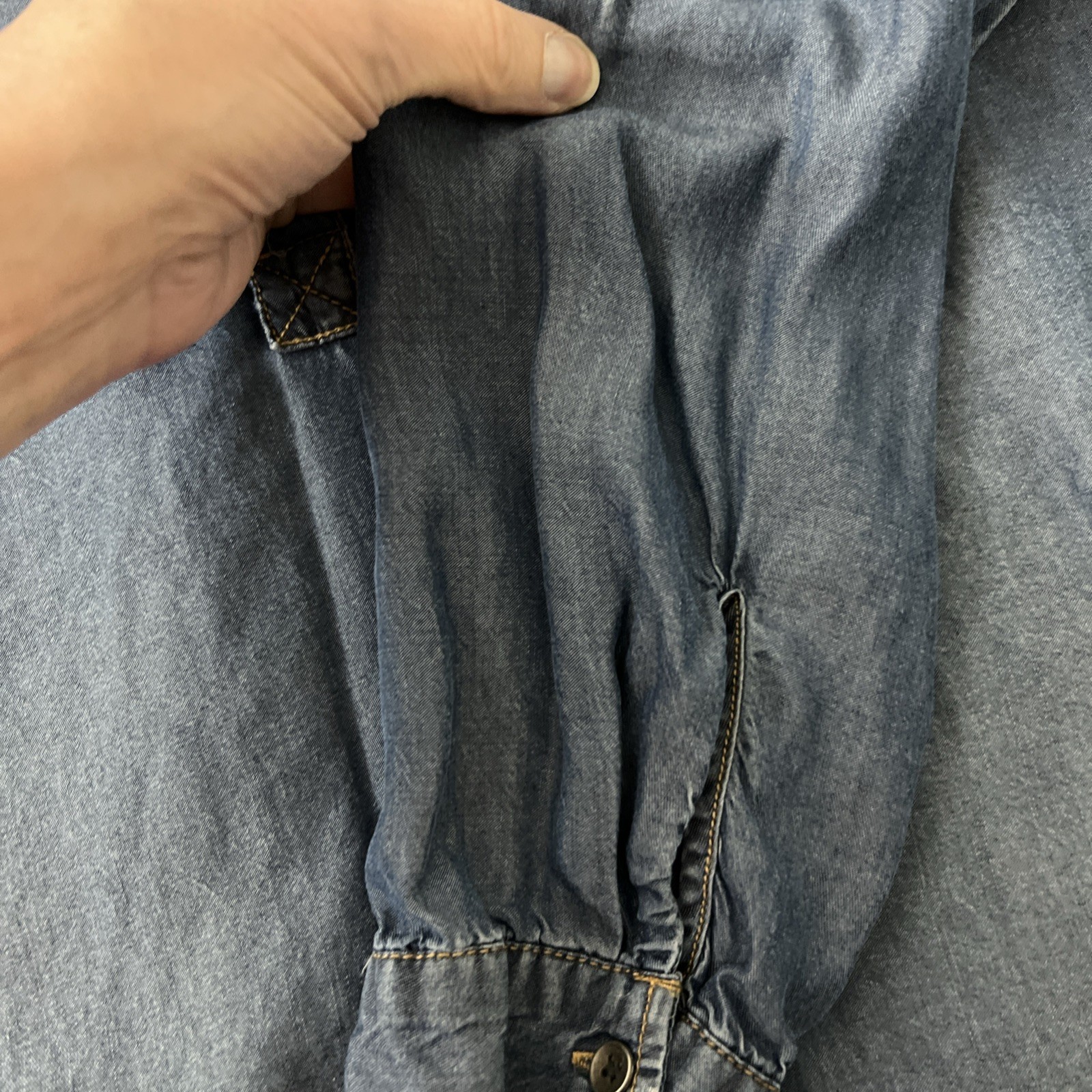 Time and Tru Blue Chambray Tunic Dress – 12-14 Lyocell Boho Casual Denim Style