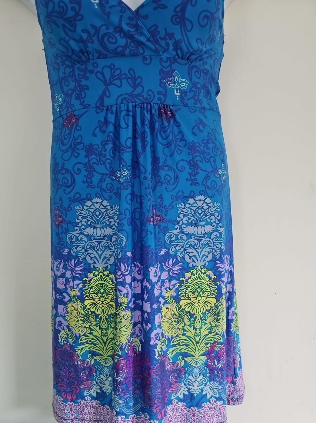 Lagaci Sundress Slip Dress Large Multicolor Floral Adjustable Spaghetti Straps