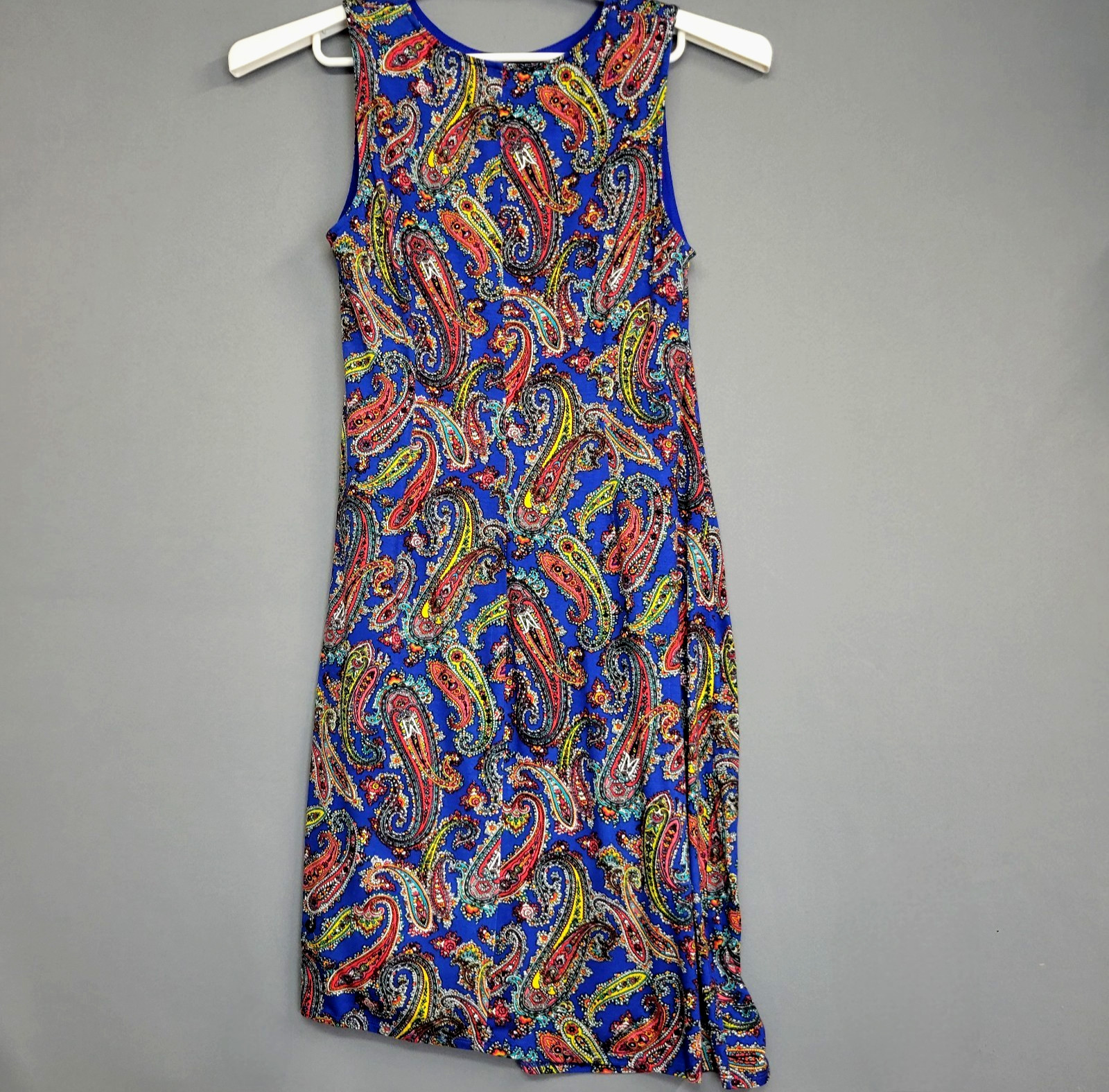 Sugar & Spliced Dress Womens S Blue Paisley Runch Sleeveless Bobo Chic Vibrant