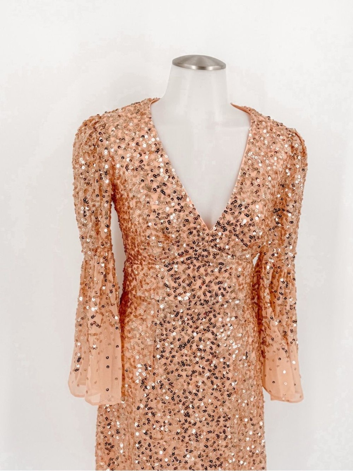 French Connection Blush Sequin V-Neck Mini Dress