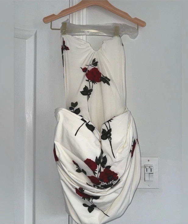 Magda Butrym Strapless Draped Hip Mini Dress