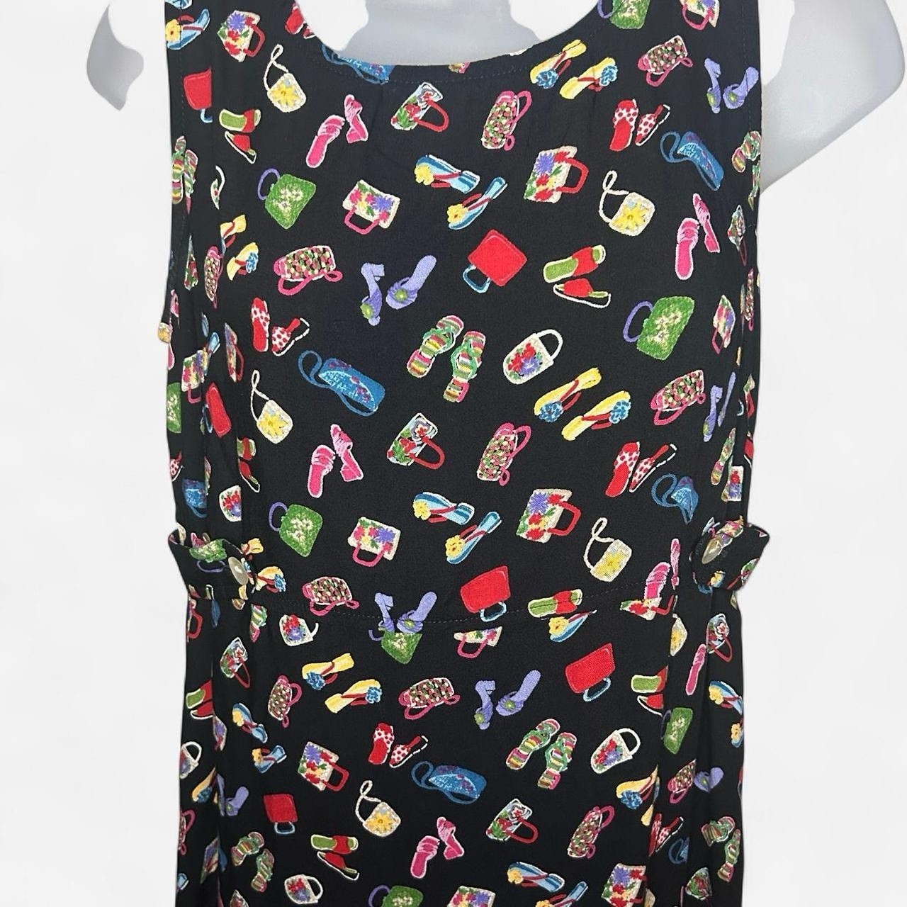 stonebridge 90s midi vintage shoe and purse print unique dress Small
