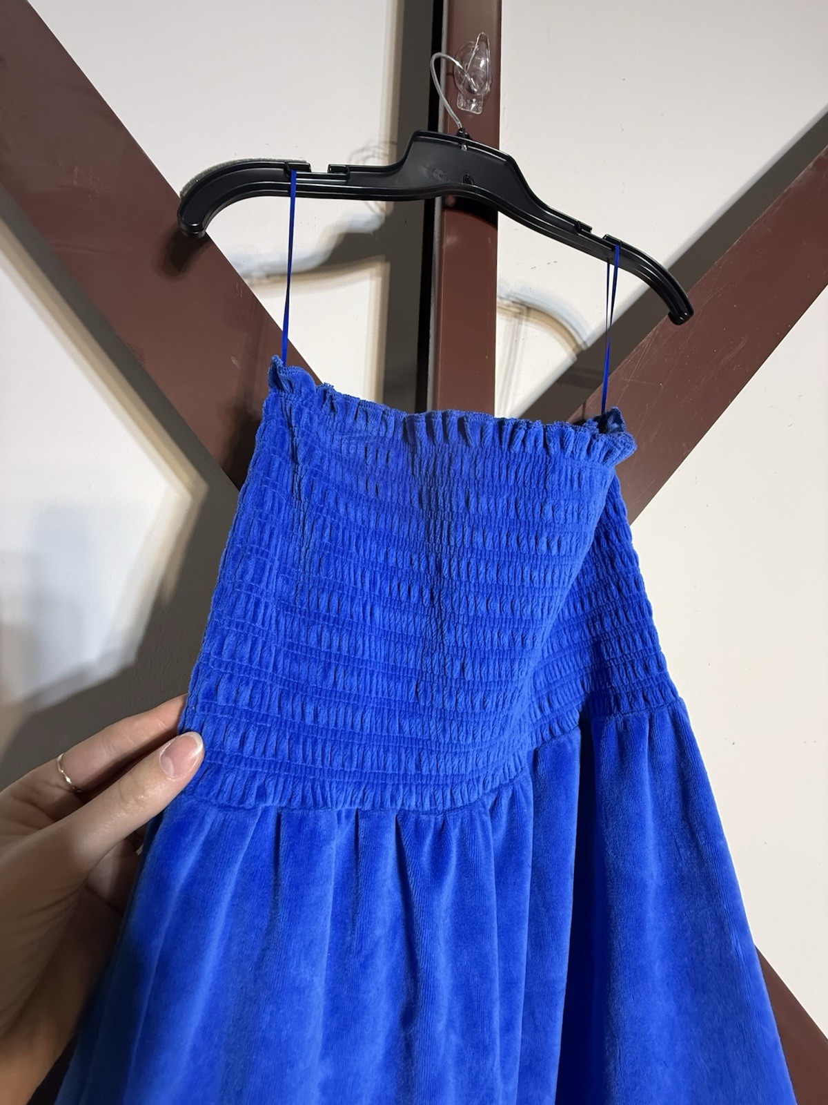 Y2K Juicy Couture Terry Smocked Ruched Top Blue Strapless Swim Dress Sundress