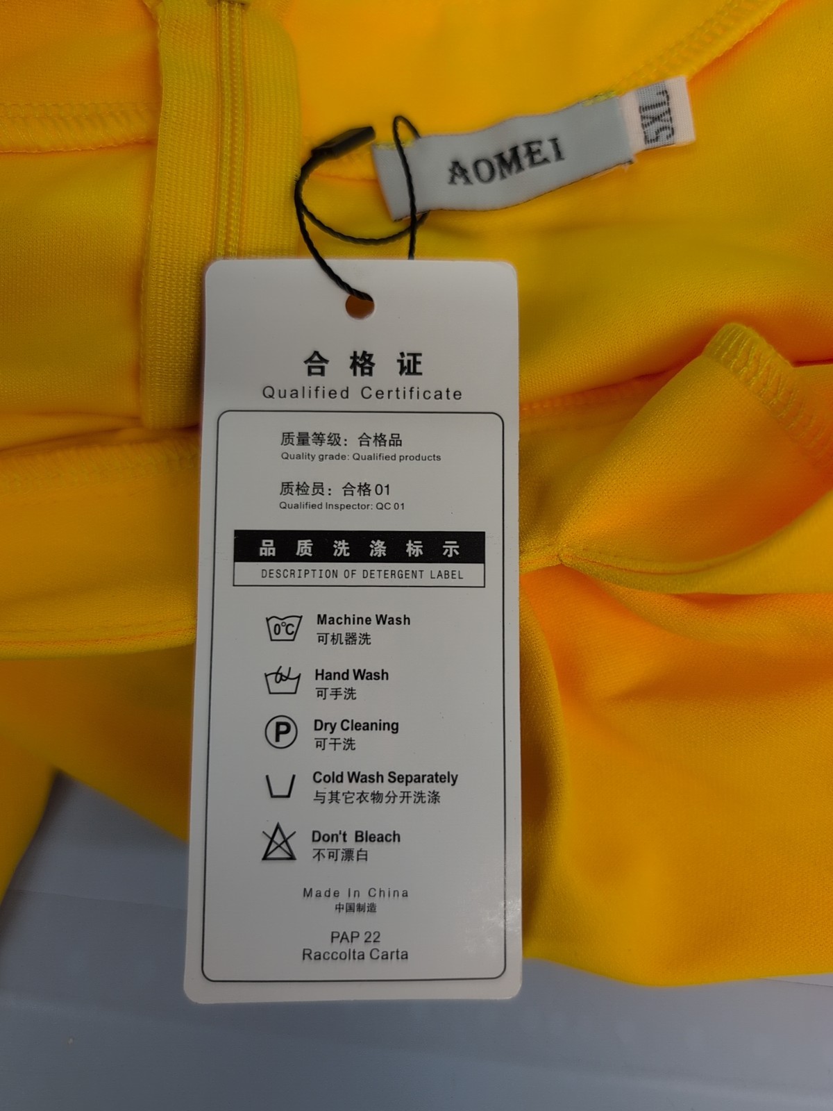 Aomei Asymmetrical Neck Ruffle Short Sleeve Women’s Pleated Dress XL Yellow