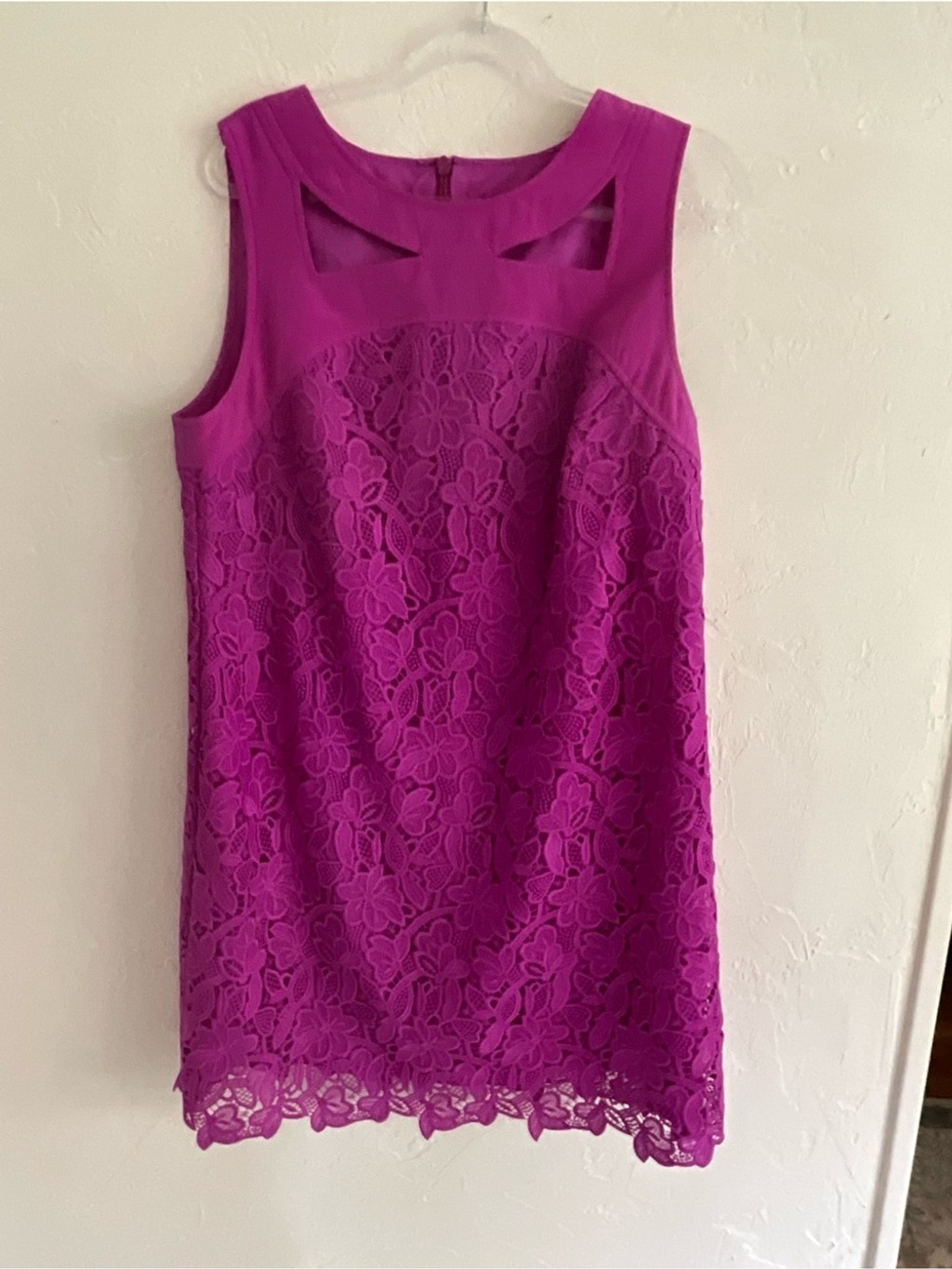 Trina Turk Magenta Lace Cutout Sheath Shift Dress Size 14