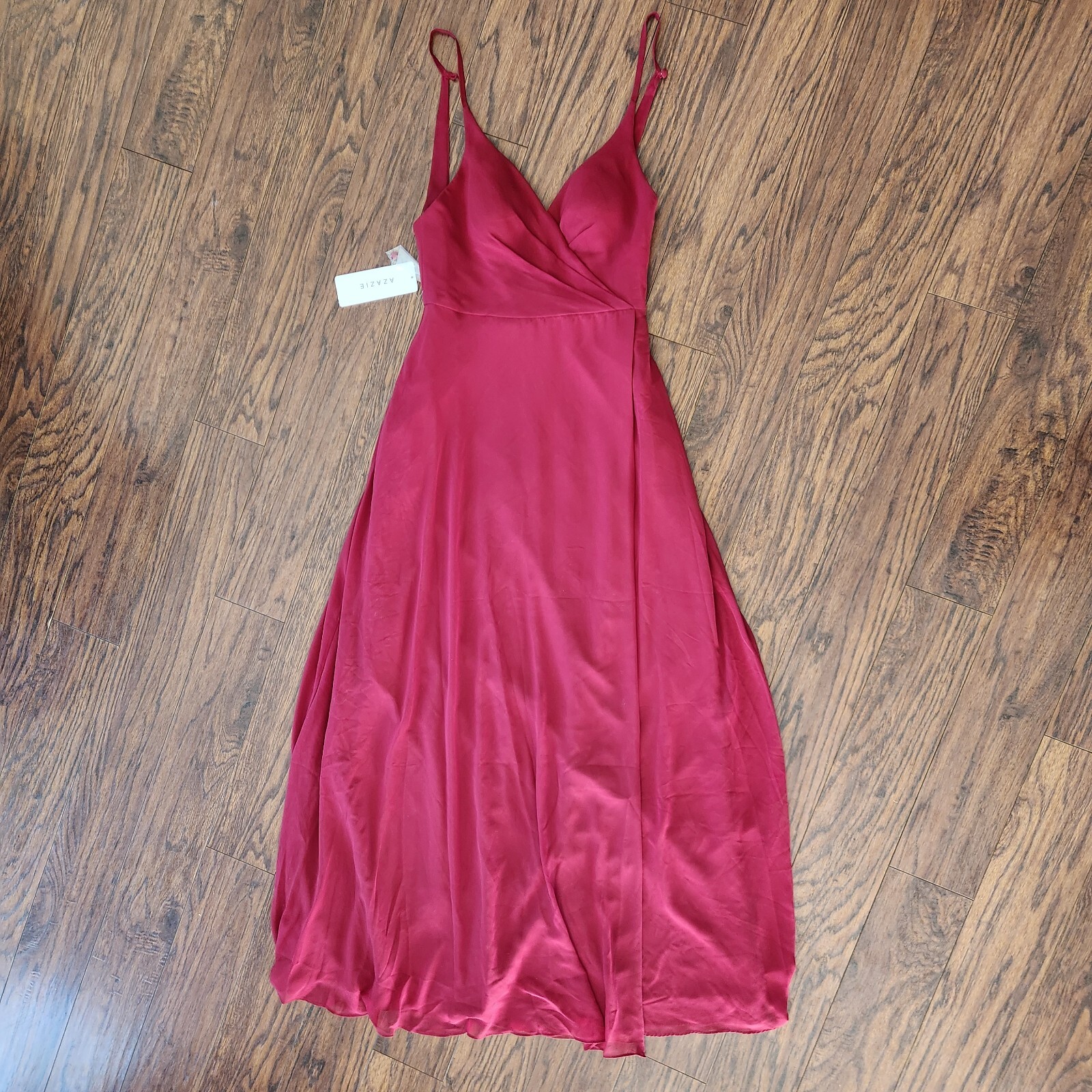 NWT AZAZIE DAVIS A-Line Pleated Chiffon Floor-Length Dress Red Burgundy 6 Davis