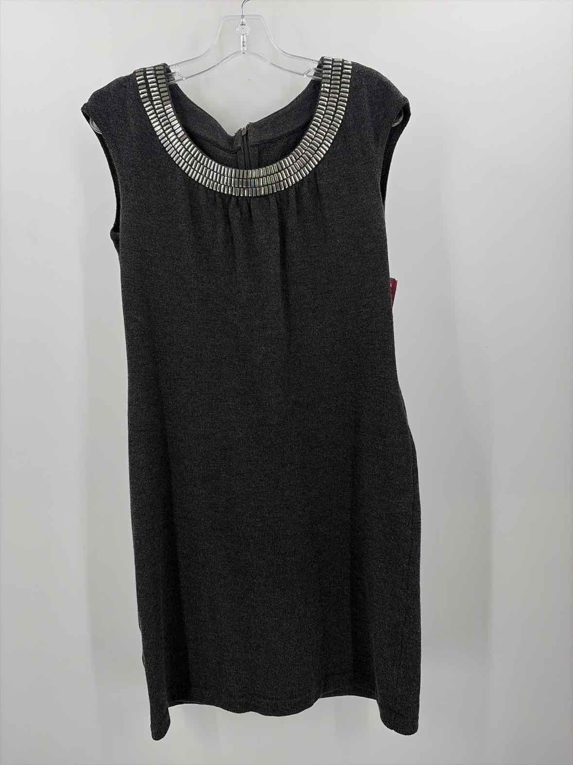 Pre-Owned St John Grey Size 10 Knit Knee Length Short Sleeve Dress