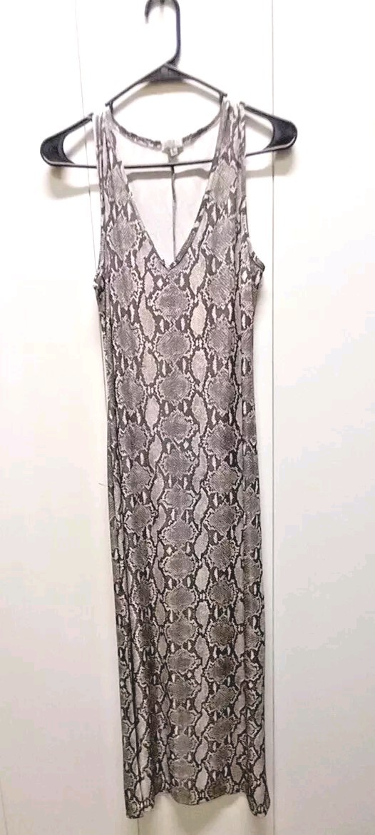 Snakeskin Print Maxi Dress Women’s Large Bodycon Stretch Slinky Travel Club