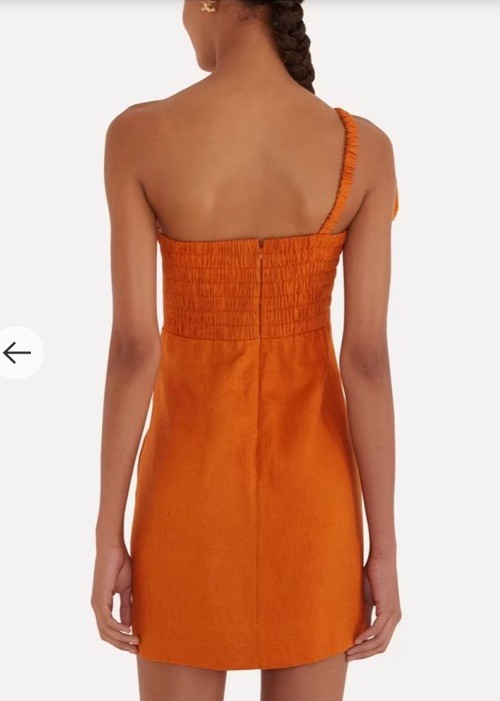 Farm rio Women’s Orange Mini Flower One Shoulder Dress Size Medium