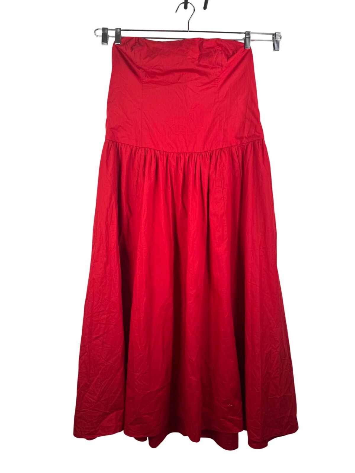 Abercrombie strapless Drop waist smocked maxi dress red preppy sz XLP