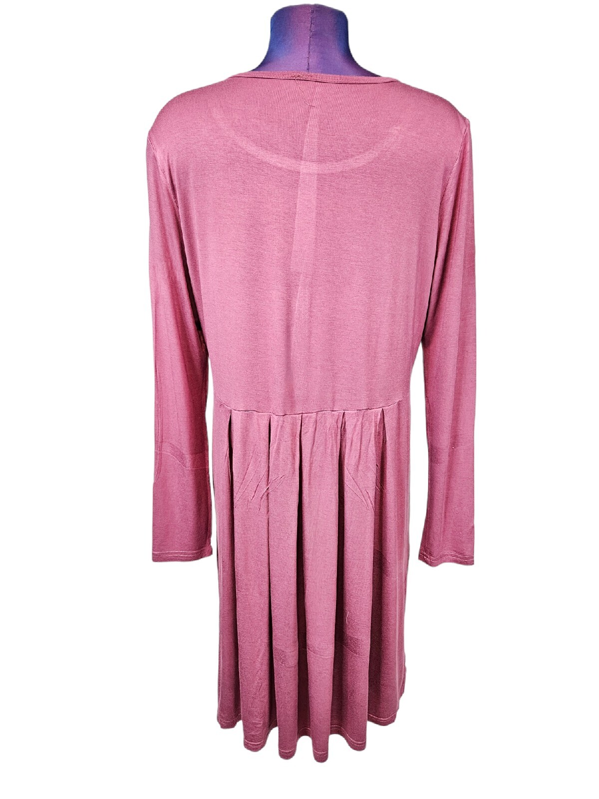 Auselily Raspberry Lightweight Long Sleeve Pleated Skirt Dress Size XL Women i66