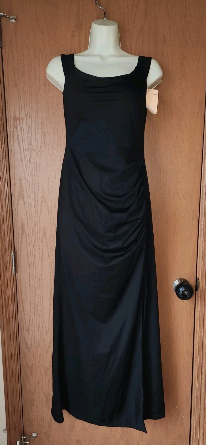 Shapewear Off-the-Shoulder Side Slit Slimming Black Maxi Dress Medium NWT