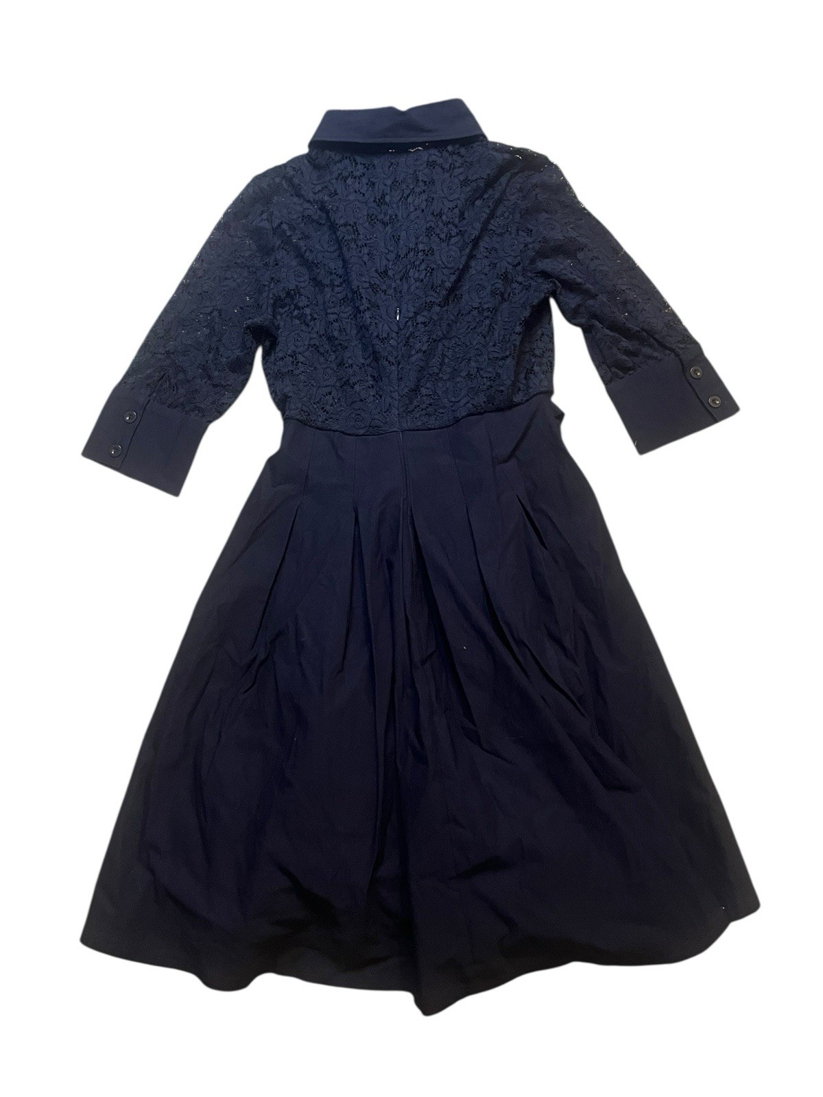 Miusol Blue Lace A Line Button Front Belted Collar Dress Size Large