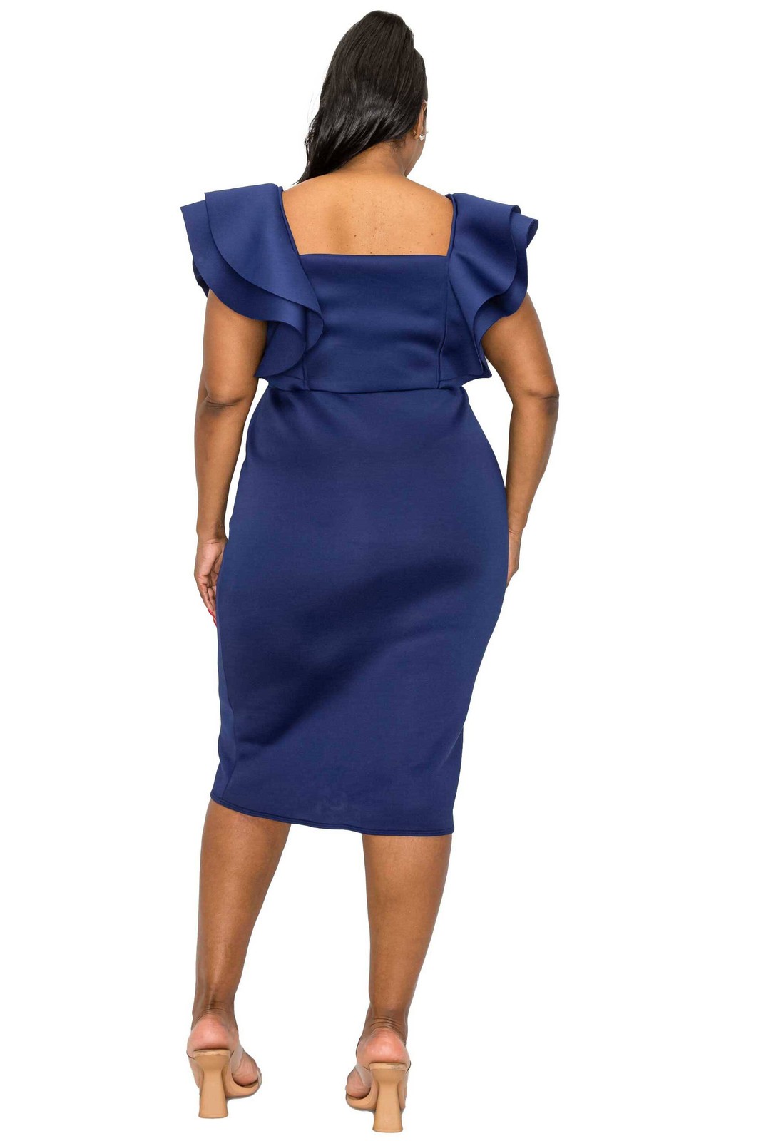 PLUS SIZE Charlie Flutter Sleeve Neoprene Dress