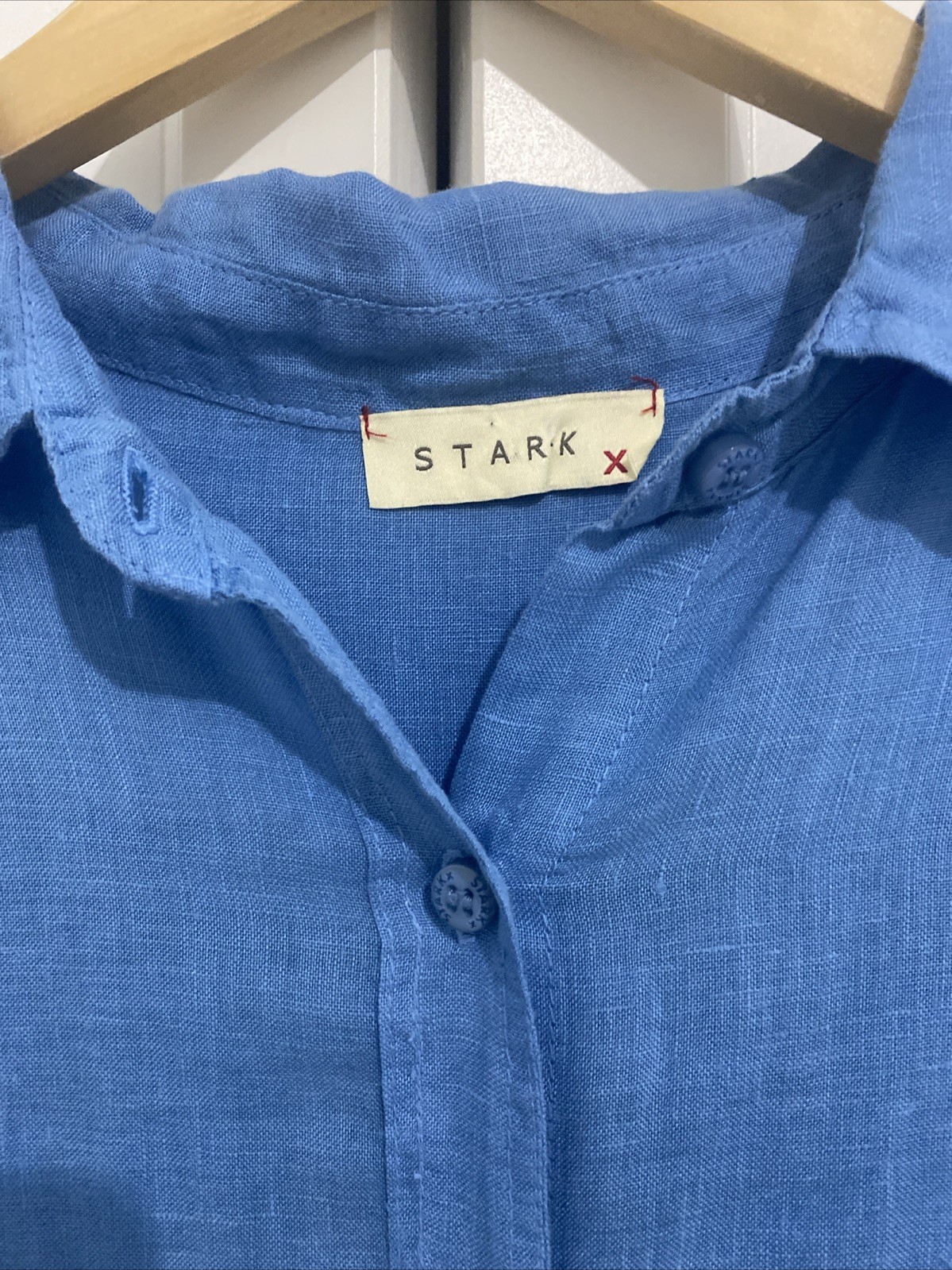 Stark X Linen Light Blue Dress Cover Up Button Down Size Medium Retail $236