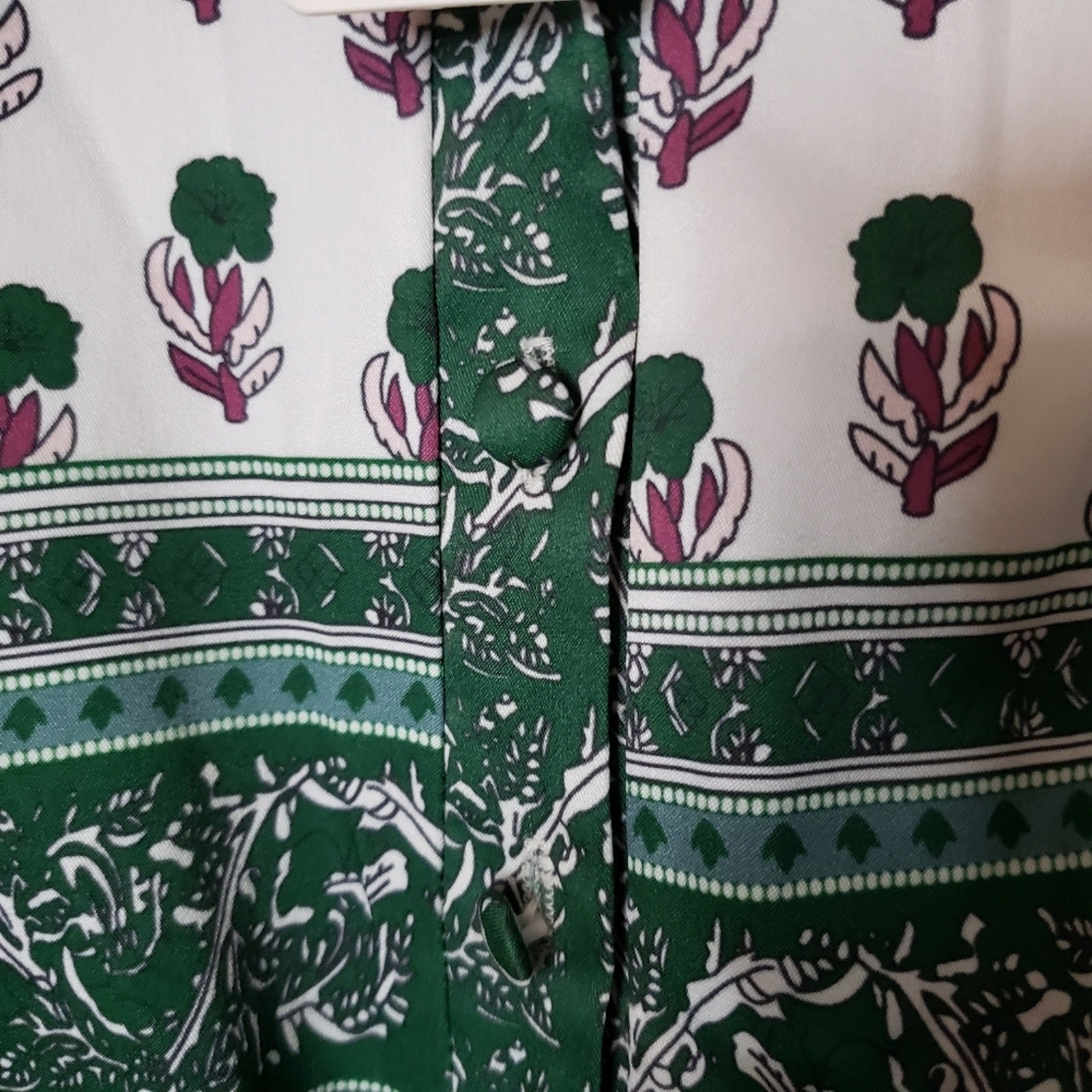 Printed Boho Shirt Dress M A-Line Mini Floral Paisley Festival Cottage Tribal.